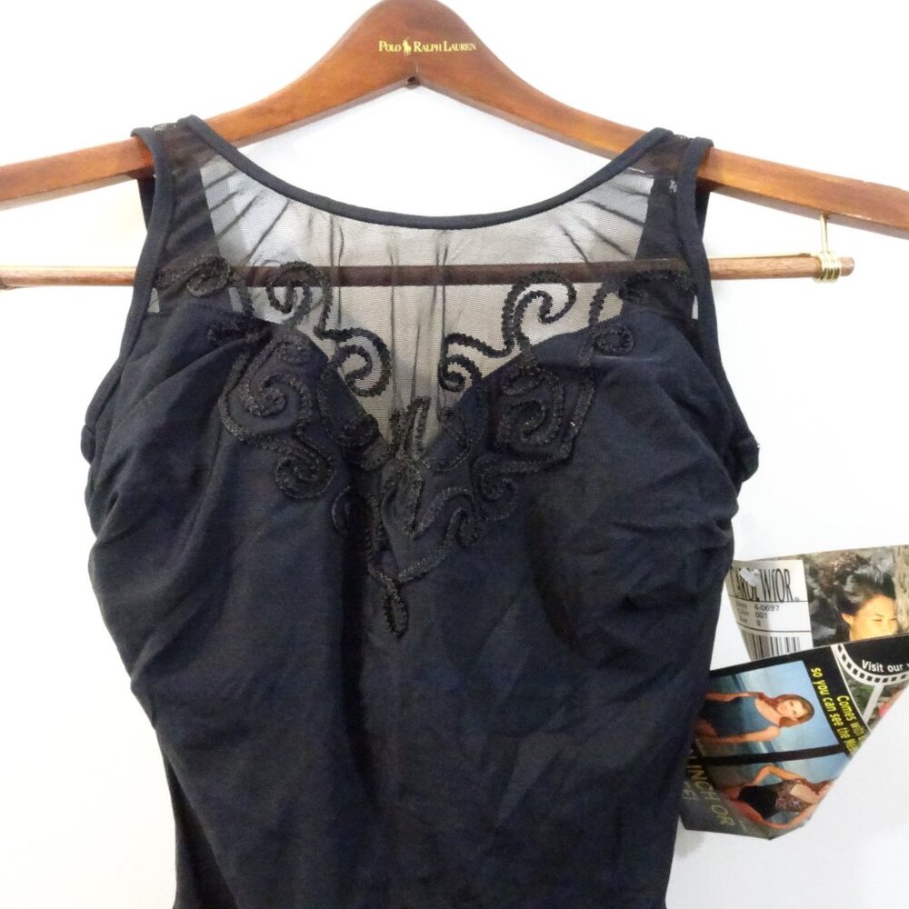 NWT Vintage Carol Wior Slimsuit Sz 8 Slimming Swim Suit One Piece Black - Picture 2 of 6